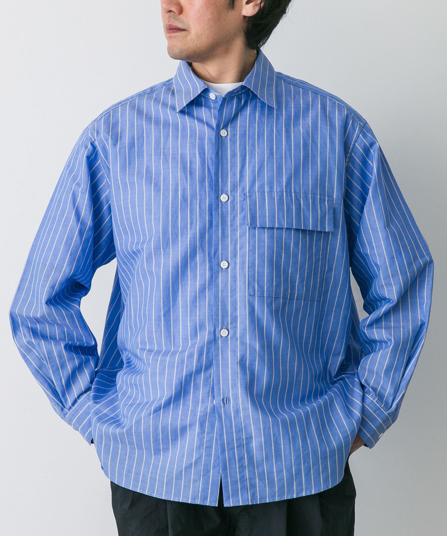 STILL BY HAND Oversized shirts(46 WHT STRIPE): トップス｜URBAN