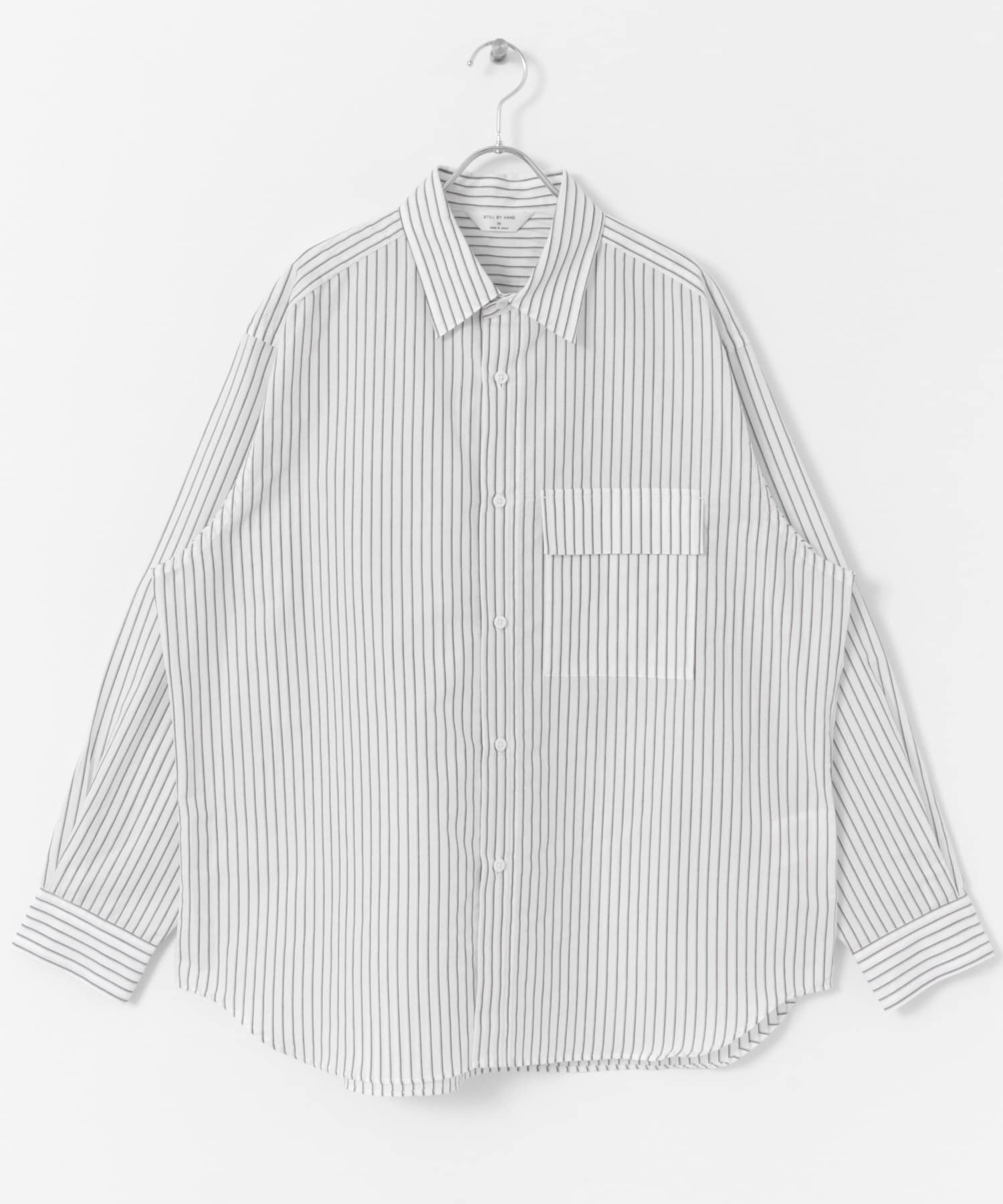 STILL BY HAND　Oversized shirts WHT STRIPE 46