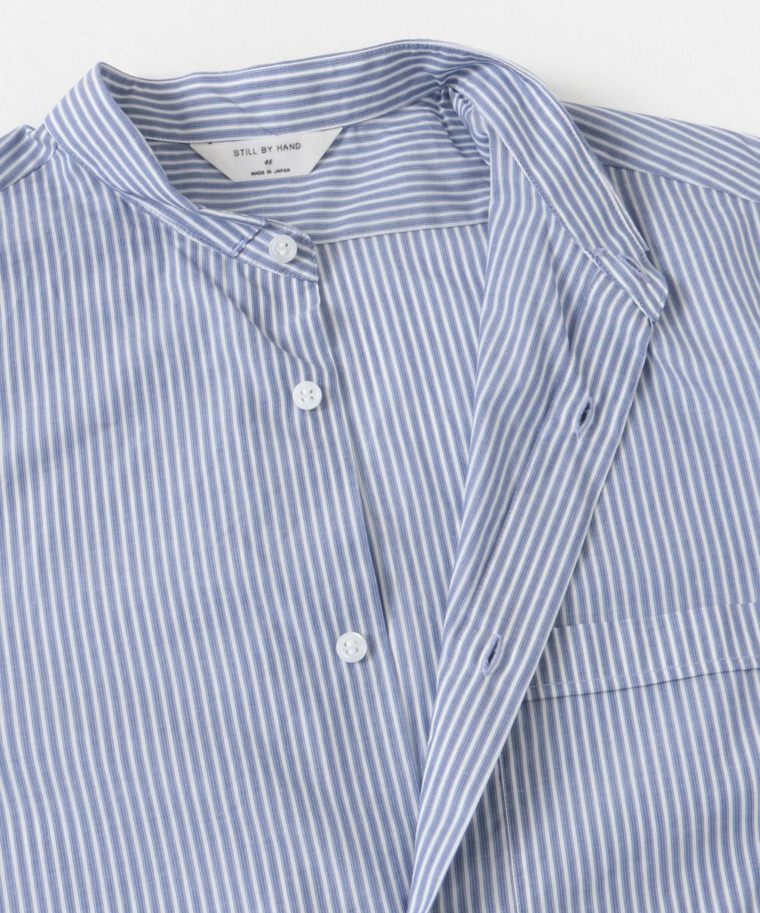 STILL BY HAND　コットンストライプシャツ NAVY 46