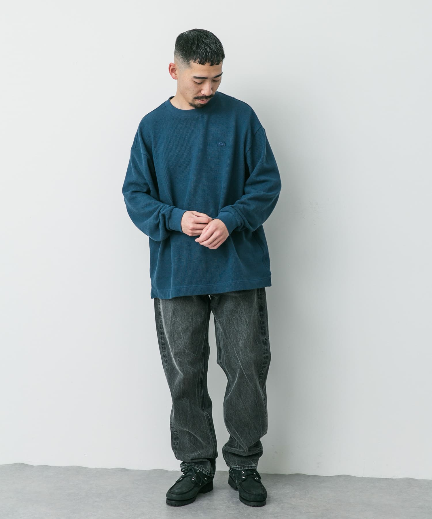 別注』LACOSTE×DOORS thick pique crew long-sleeve(3 HAMMAM