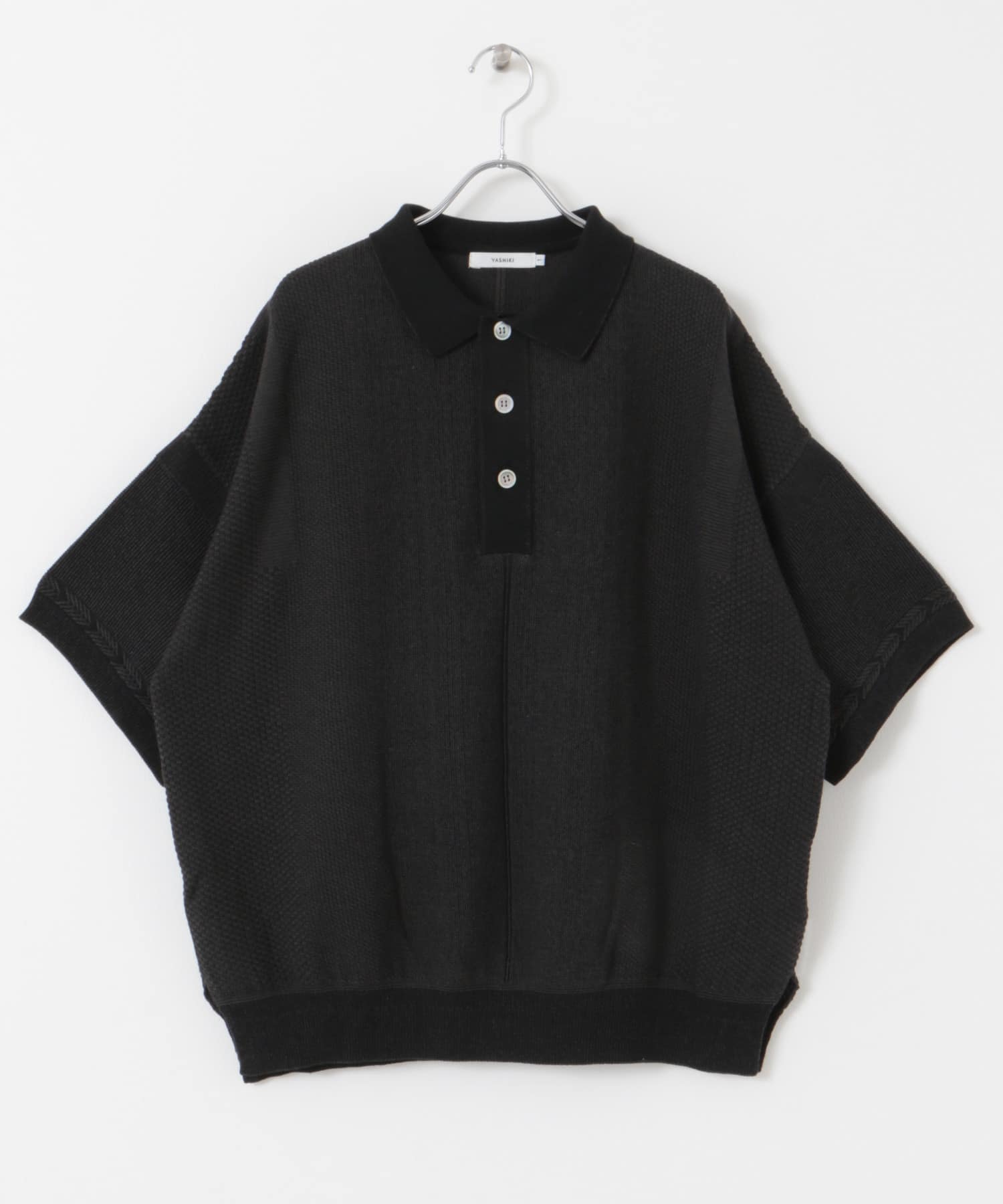 YASHIKI　Umiiro Knit Polo BLACK 1