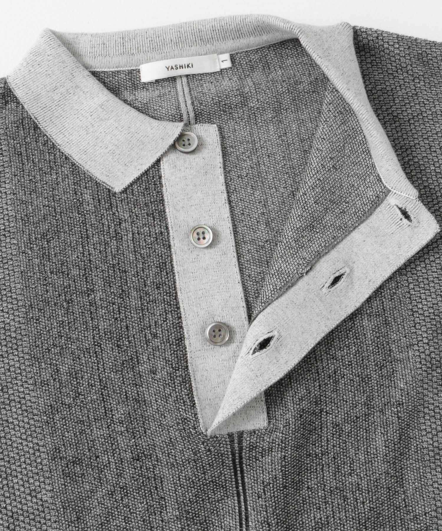 YASHIKI　Umiiro Knit Polo MIXGRAY 1