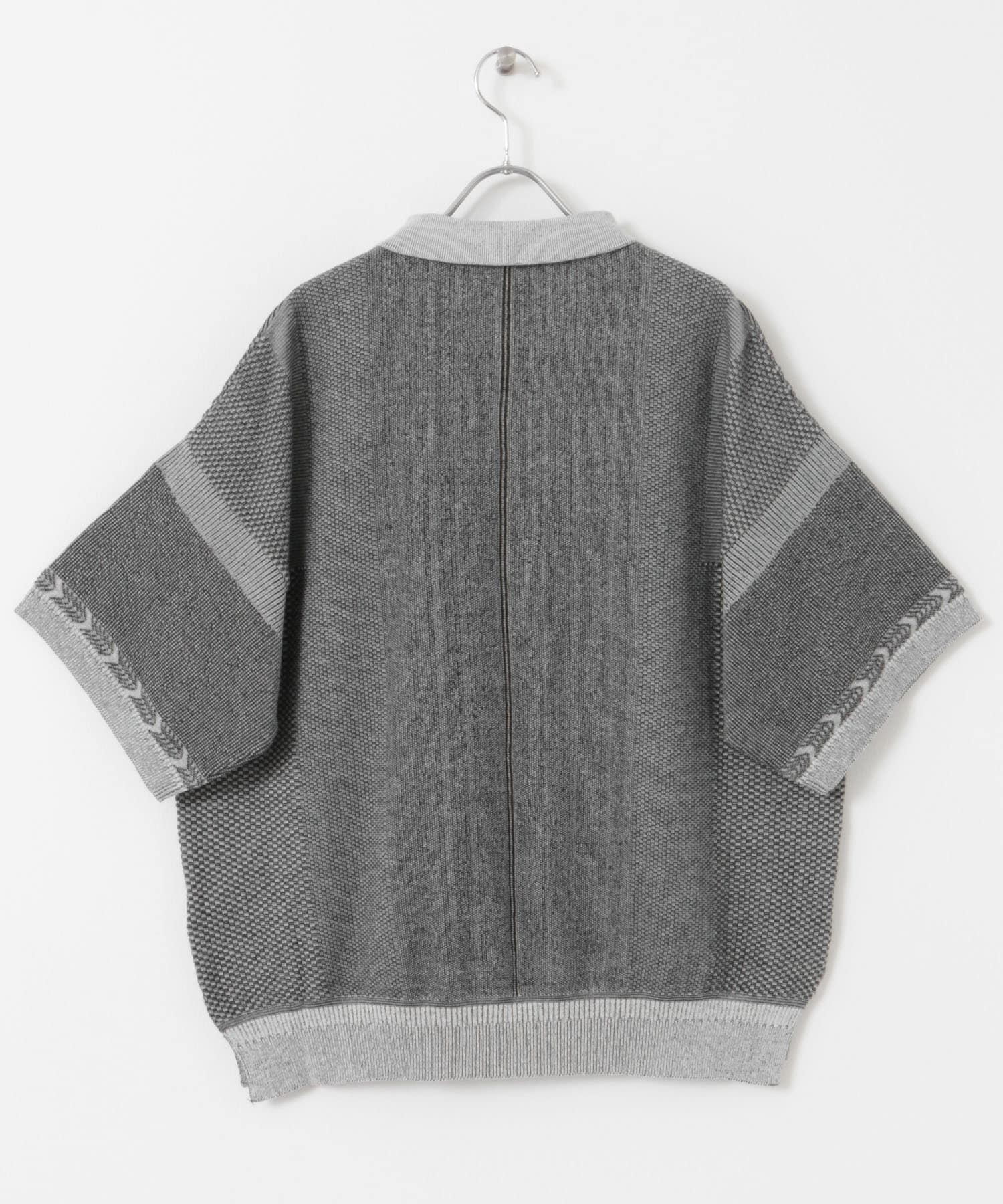 YASHIKI　Umiiro Knit Polo MIXGRAY 1