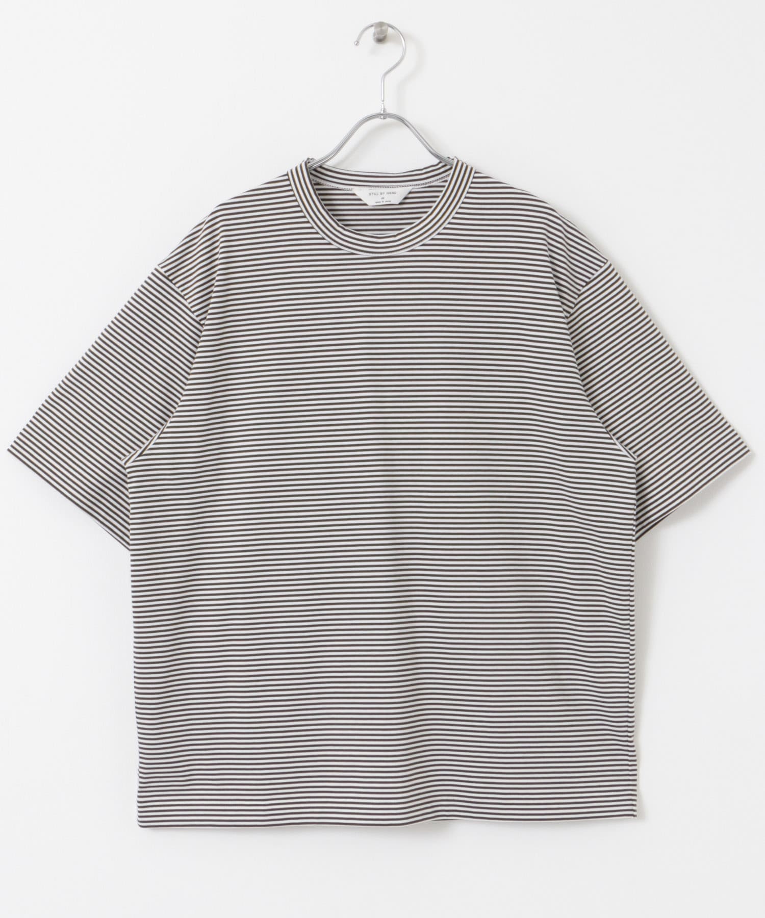 STILL BY HAND　Striped T-shirts WHT/OLV 46