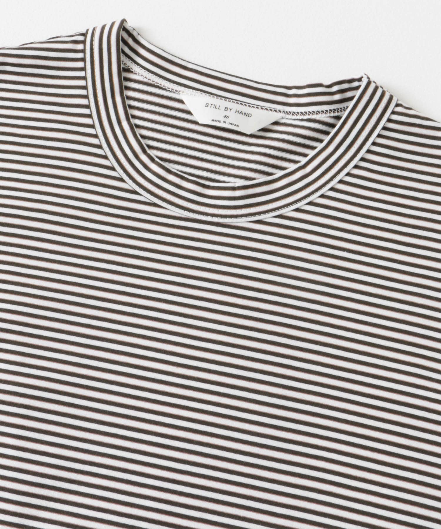 STILL BY HAND　Striped T-shirts WHT/OLV 46