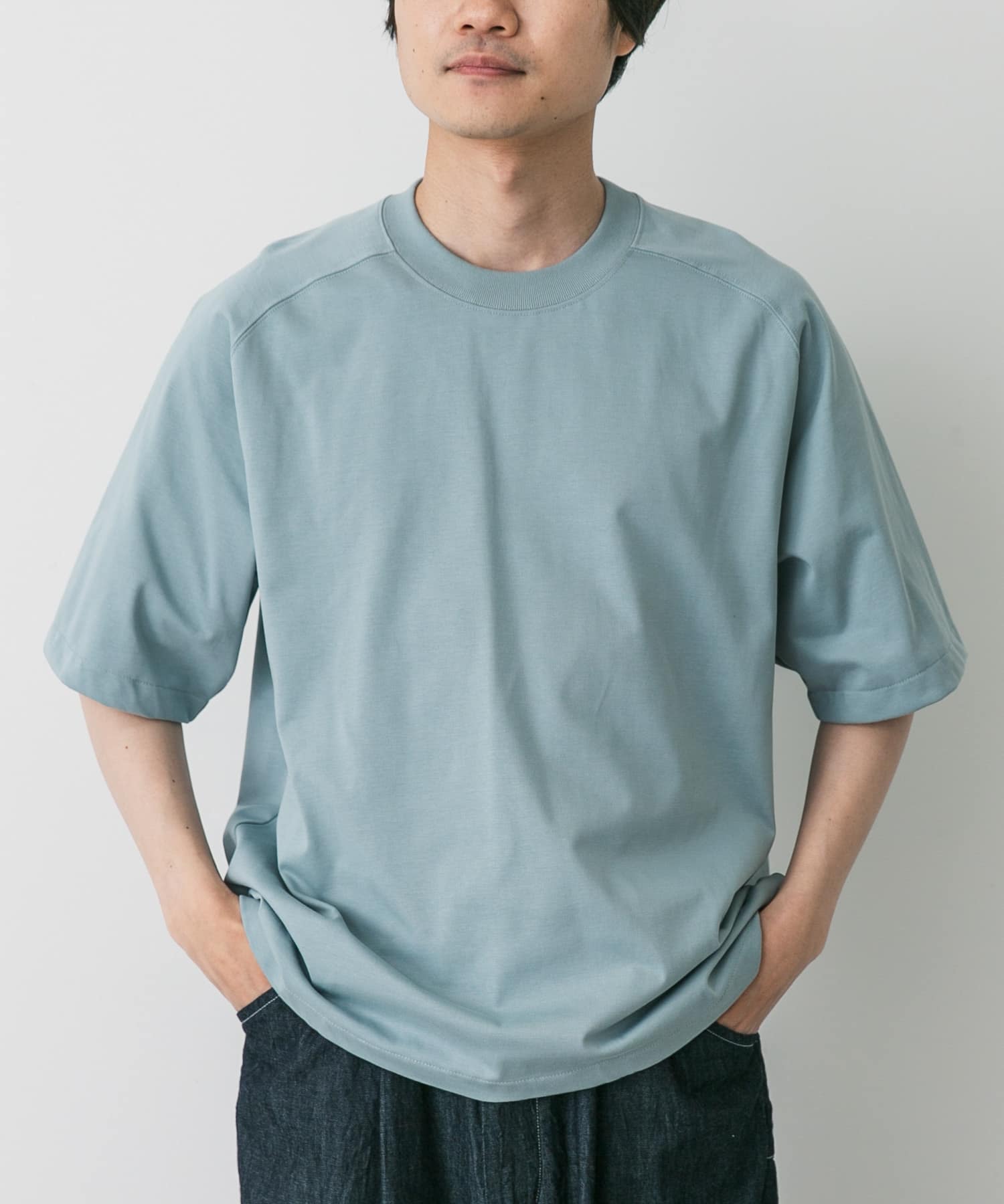 STILL BY HAND　強撚天竺サドルスリーブTシャツ