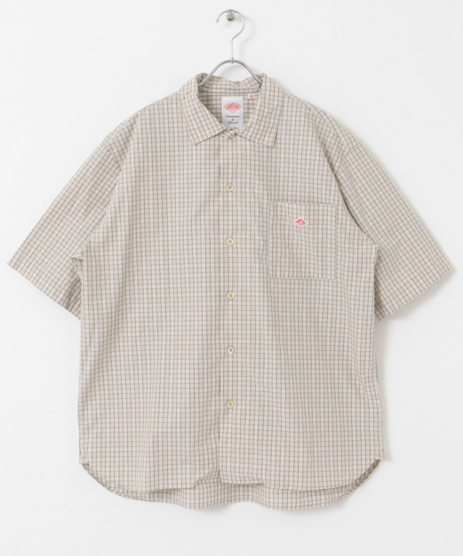 DANTON　WORK SHIRTS SHORT-SLEEVE BEG/GRY 42