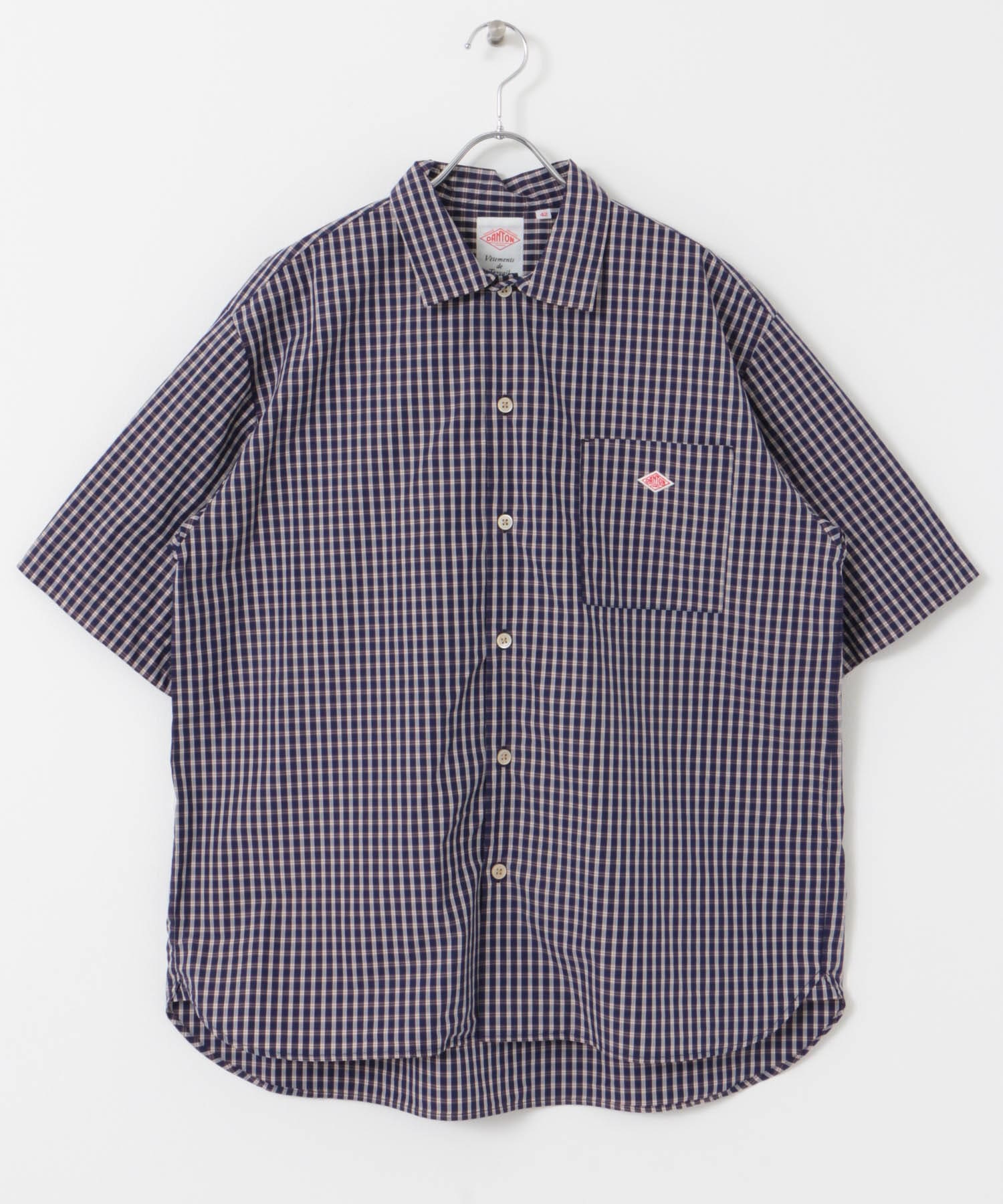 DANTON　WORK SHIRTS SHORT-SLEEVE NVY/BRN 42
