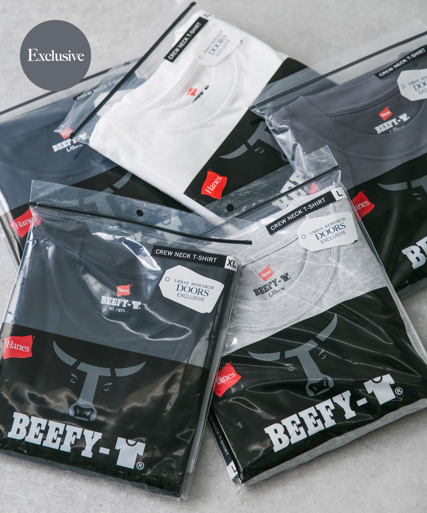 『別注』Hanes×DOORS　BEEFY-T DOORS FIT Short-Sleeve ダークグレー L