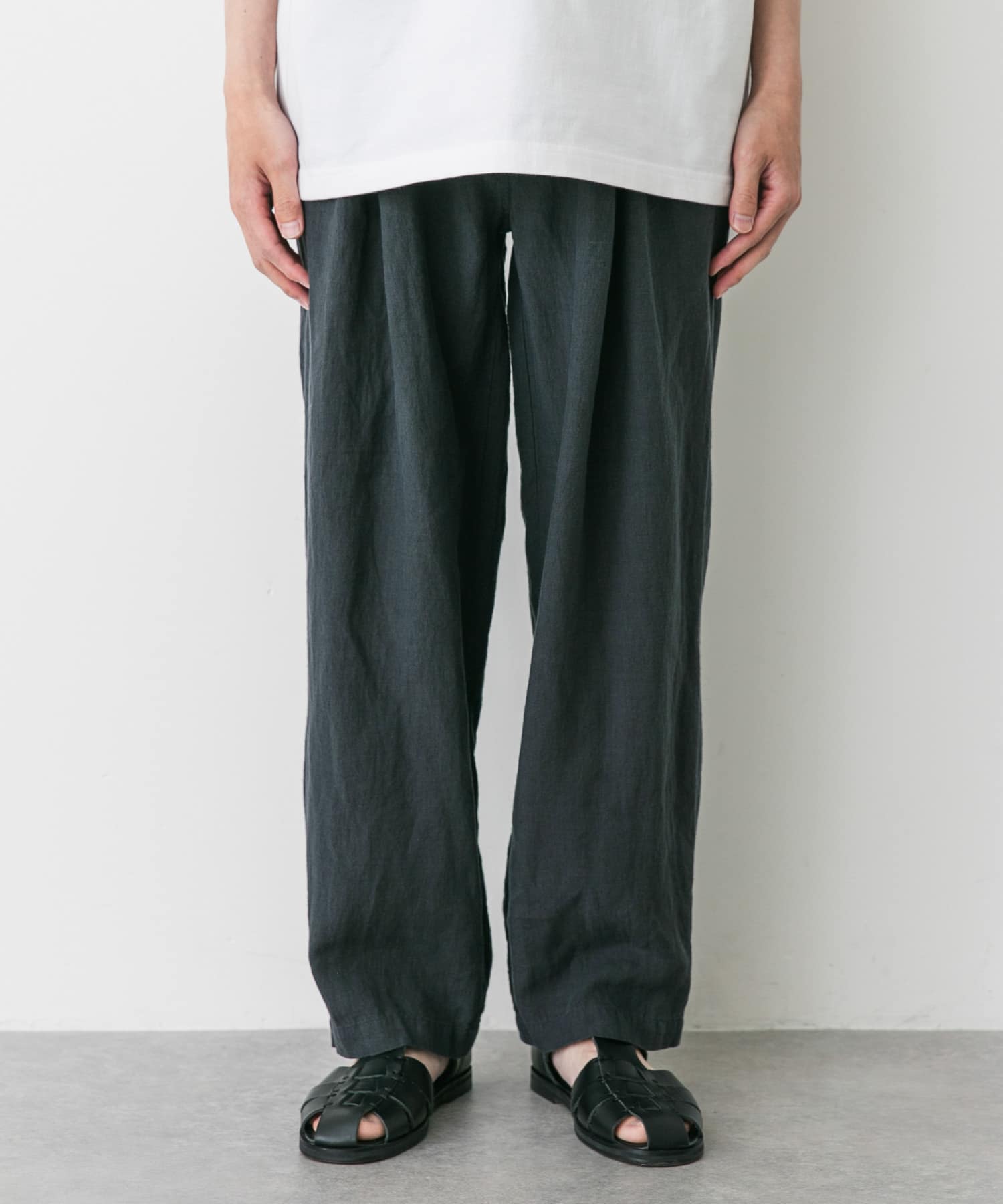 STILL BY HAND　リネン2タックワイドテーパードパンツ