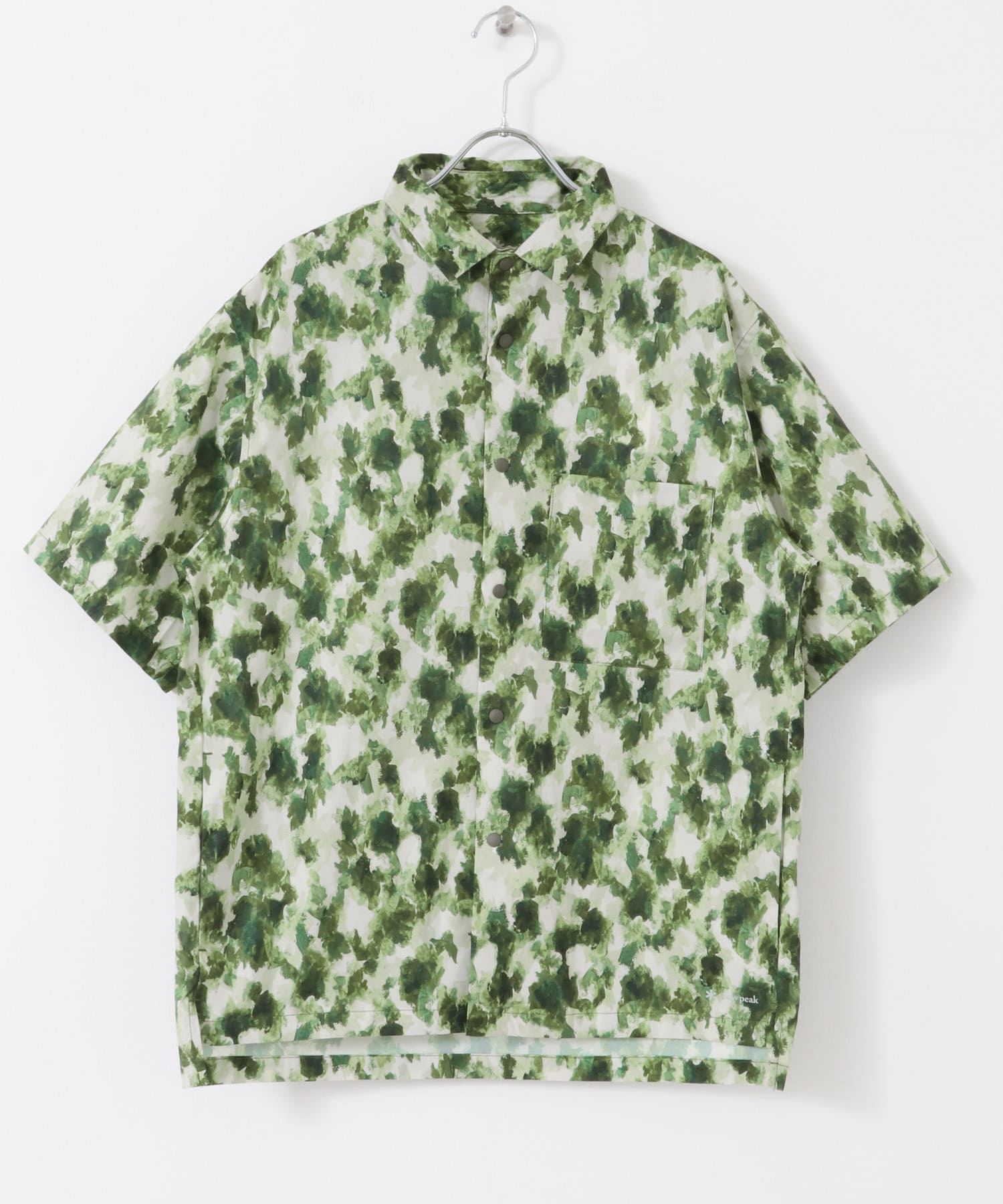 Snow Peak Apparel　Printed Quick Dry Shirts GREEN PT M