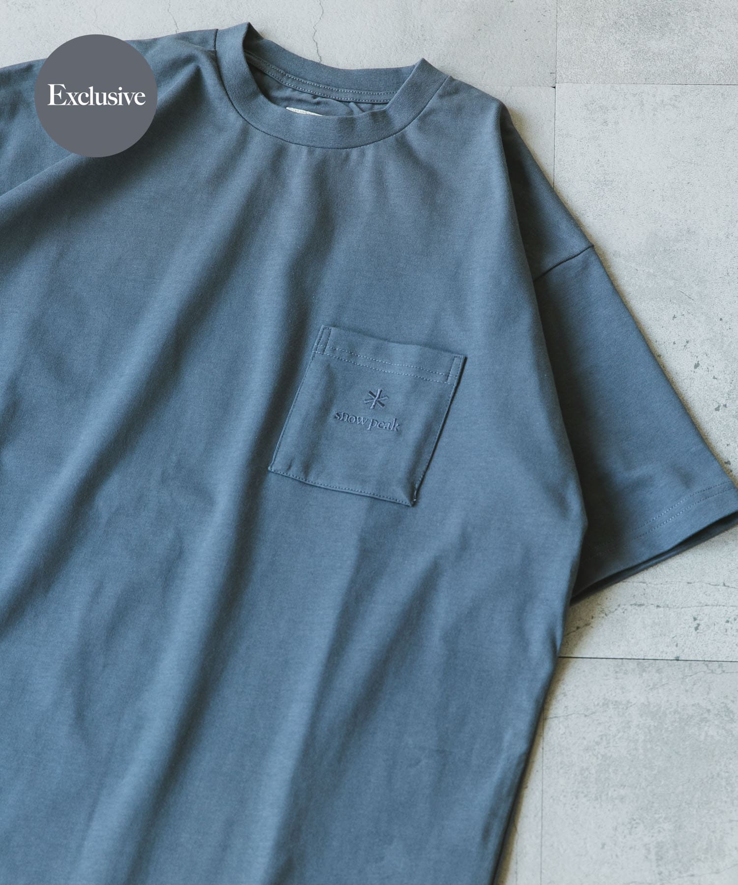 『別注』Snow Peak Apparel×DOORS　Pocket Logo T-shirts BLUE GRAY M