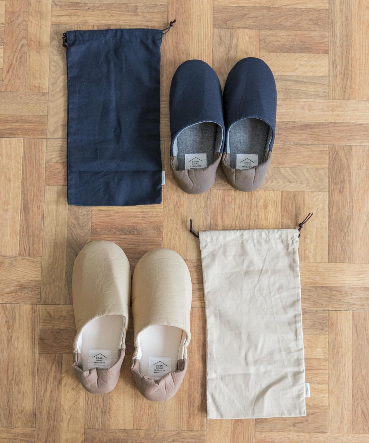 DOORS LIVING PRODUCTS　コットンリネンルームシューズ L ネイビー L