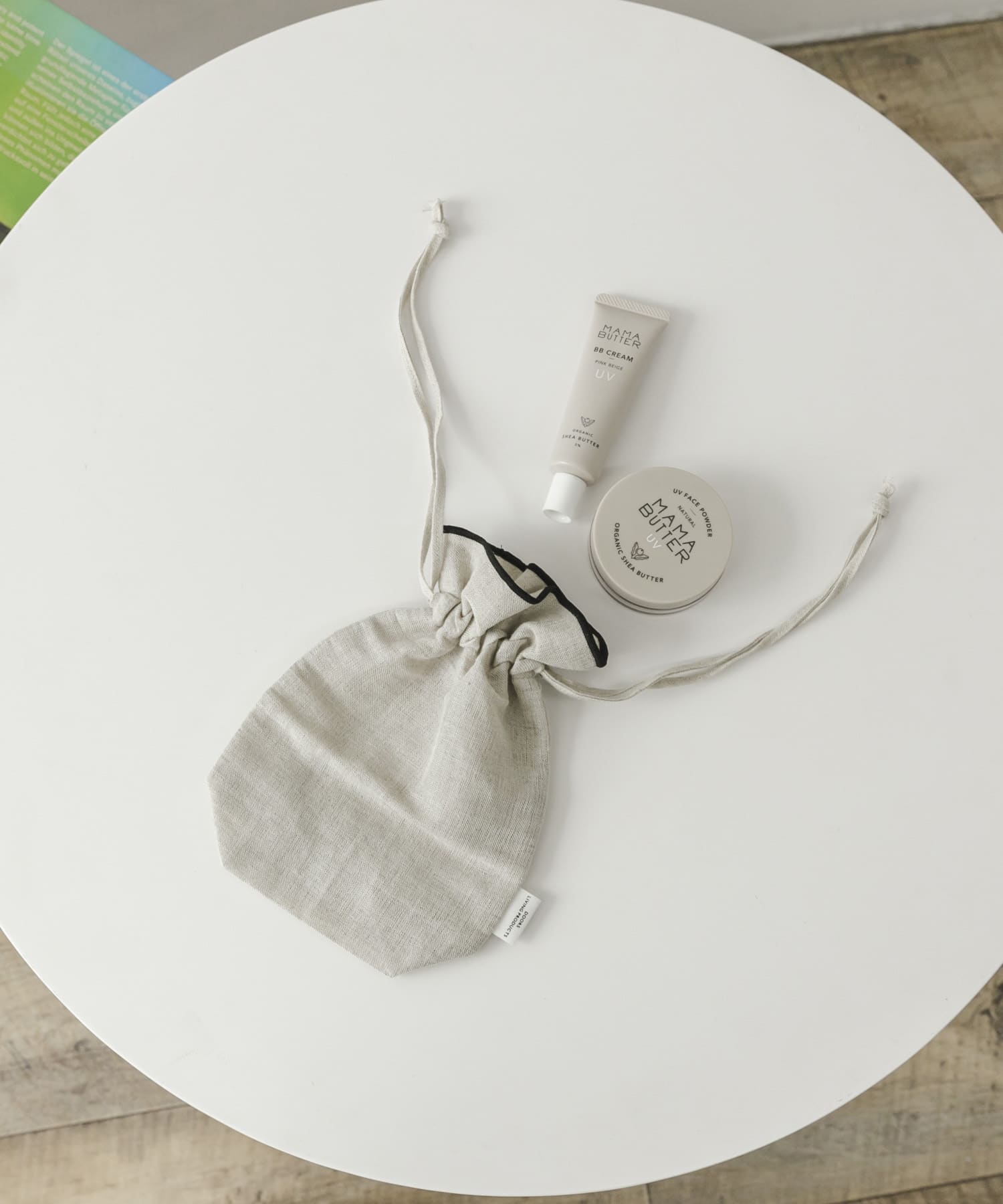 DOORS LIVING PRODUCTS コットンリネンライン巾着S(S ブラック): 雑貨