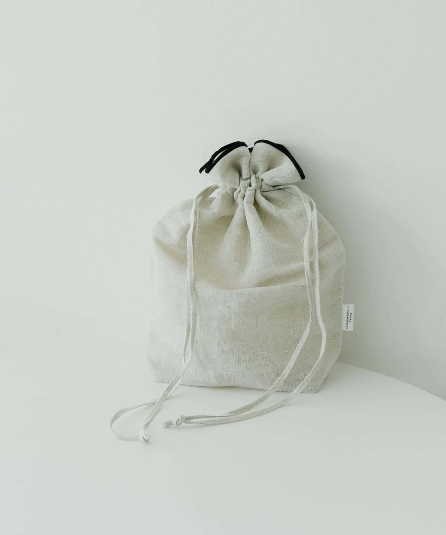 DOORS LIVING PRODUCTS　コットンリネンライン巾着M ブラック M