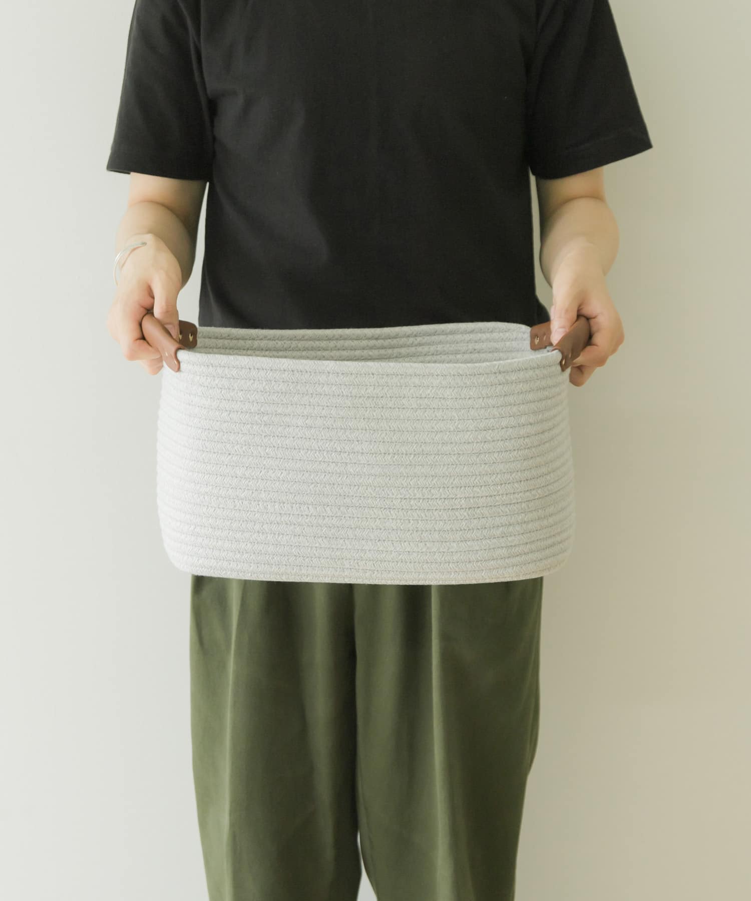 DOORS LIVING PRODUCTS　コットンロープハンドルバスケットM GRY×WHT M
