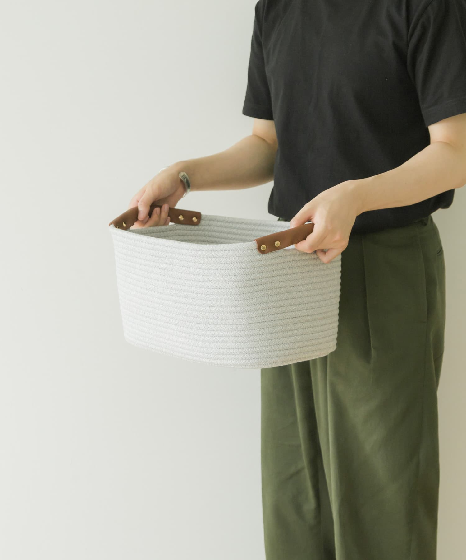 DOORS LIVING PRODUCTS　コットンロープハンドルバスケットM GRY×WHT M