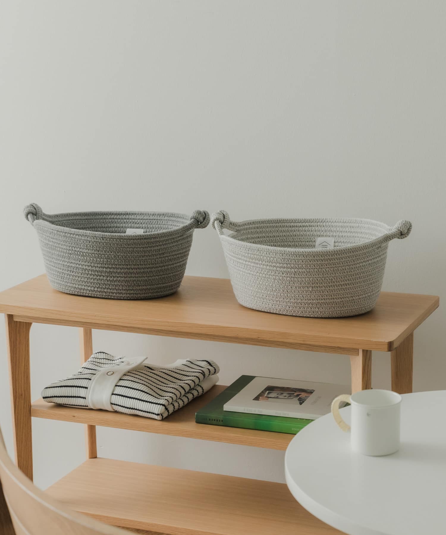 DOORS LIVING PRODUCTS　コットンロープバスケット S GRY×CHA S