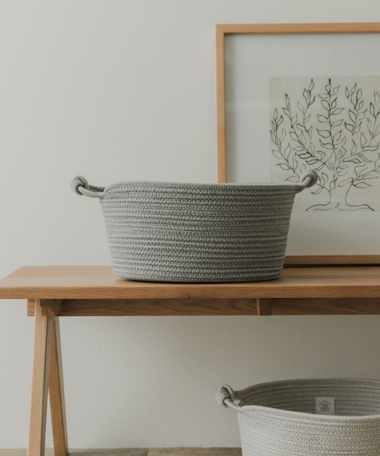DOORS LIVING PRODUCTS　コットンロープバスケット M GRY×CHA M