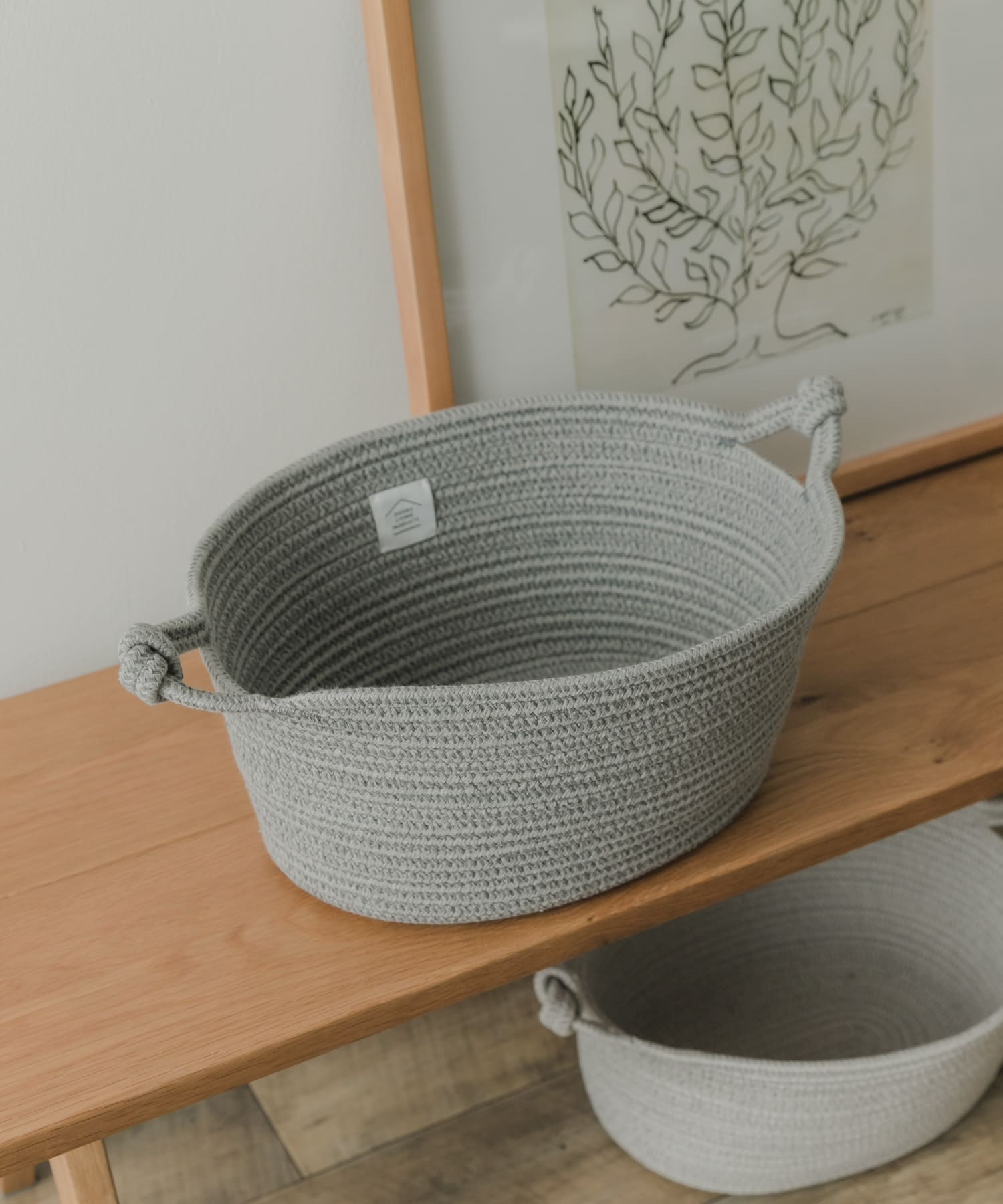 DOORS LIVING PRODUCTS　コットンロープバスケット M GRY×CHA M