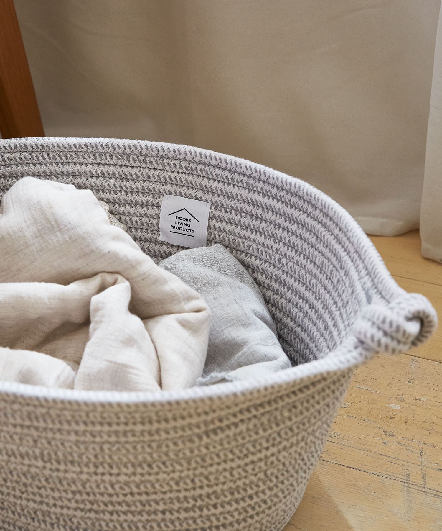 DOORS LIVING PRODUCTS　コットンロープバスケット M WHT×GRY M