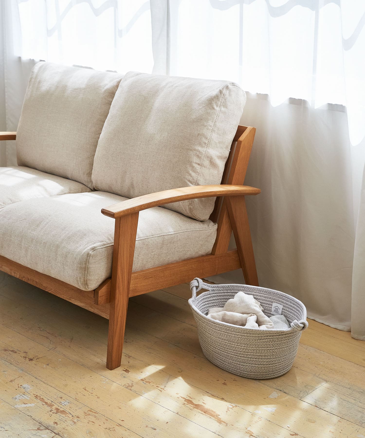 DOORS LIVING PRODUCTS　コットンロープバスケット M WHT×GRY M