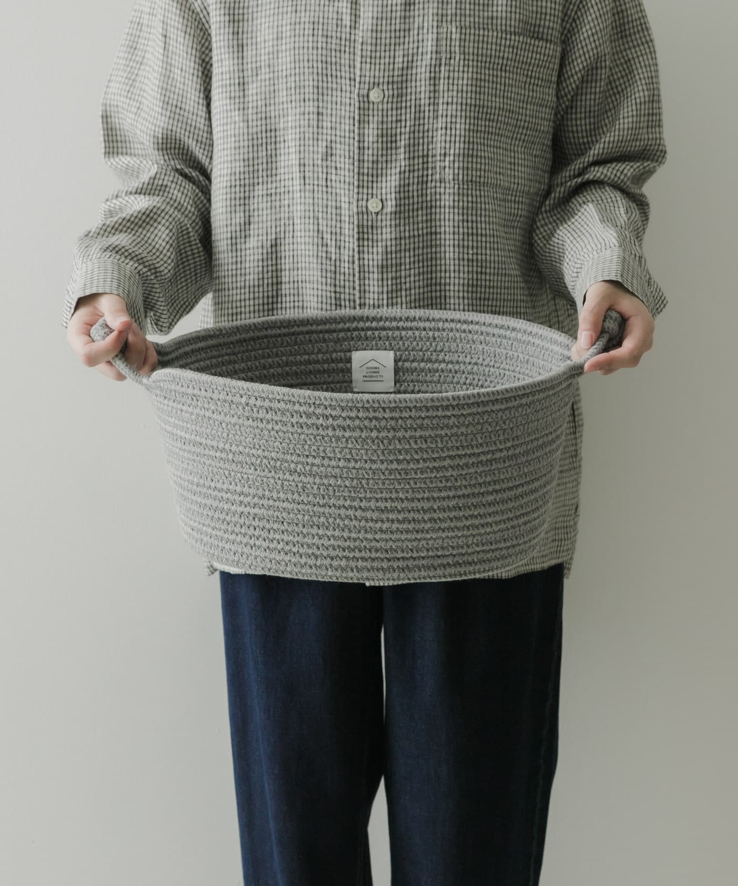 DOORS LIVING PRODUCTS　コットンロープバスケット M WHT×GRY M