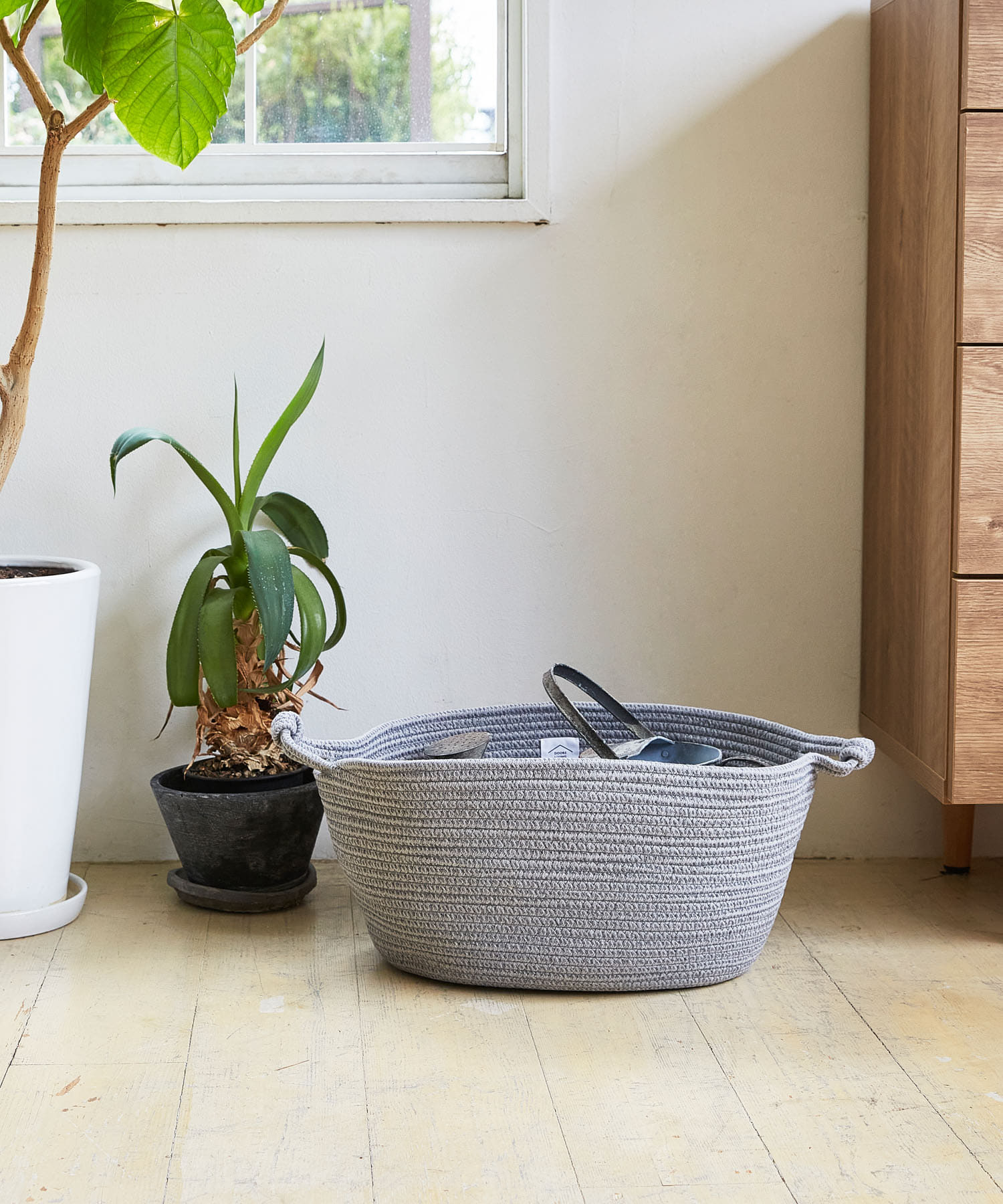 DOORS LIVING PRODUCTS　コットンロープバスケット L GRY×CHA L