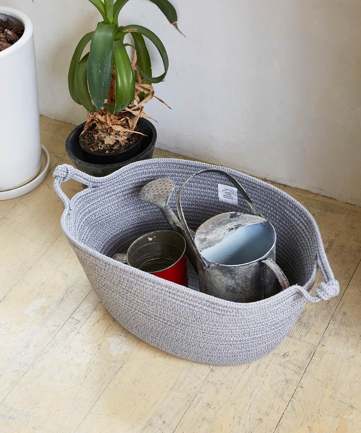 DOORS LIVING PRODUCTS　コットンロープバスケット L GRY×CHA L