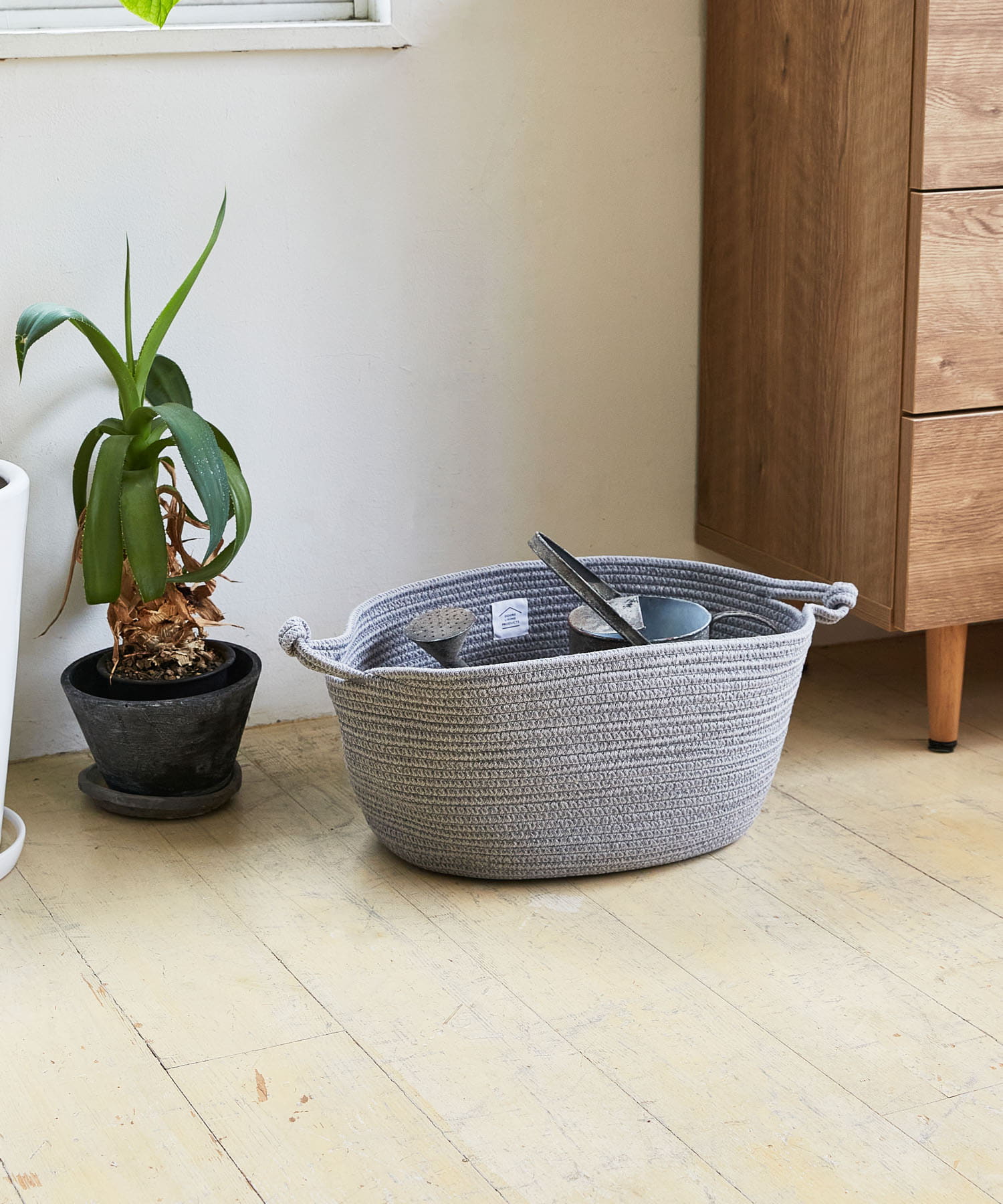 DOORS LIVING PRODUCTS　コットンロープバスケット L GRY×CHA L