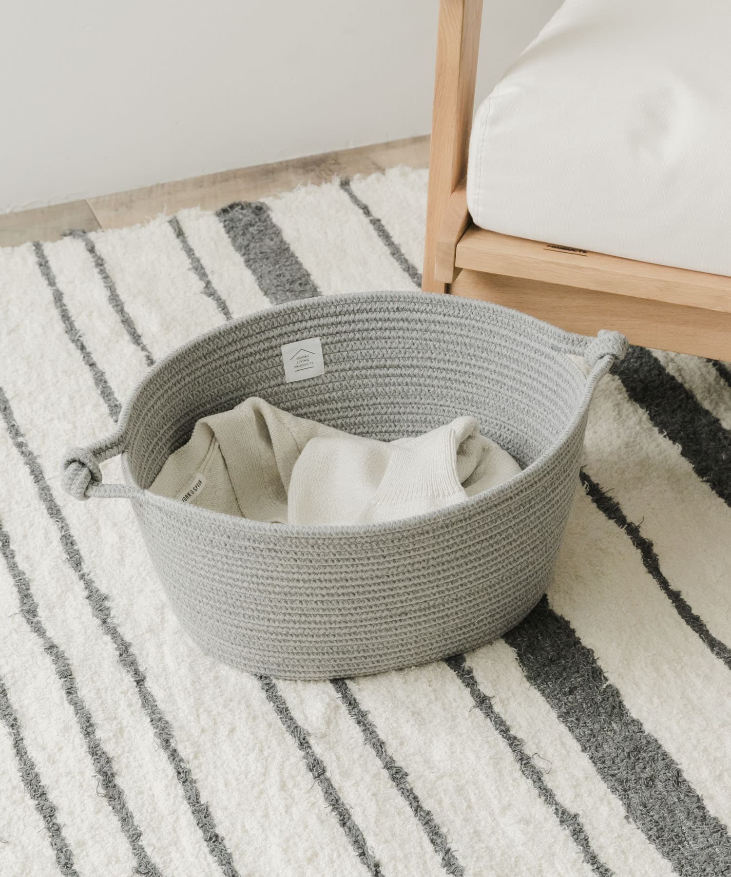 DOORS LIVING PRODUCTS　コットンロープバスケット L GRY×CHA L