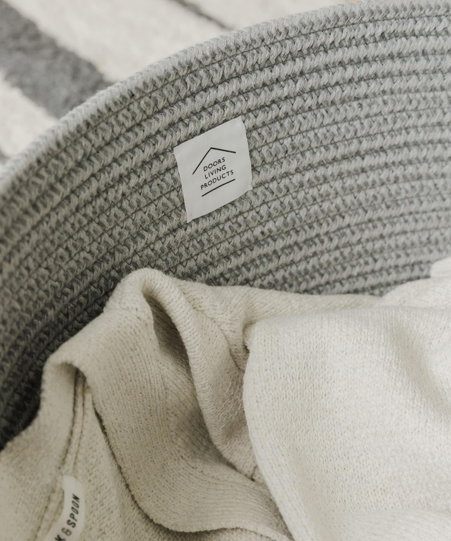 DOORS LIVING PRODUCTS　コットンロープバスケット L GRY×CHA L