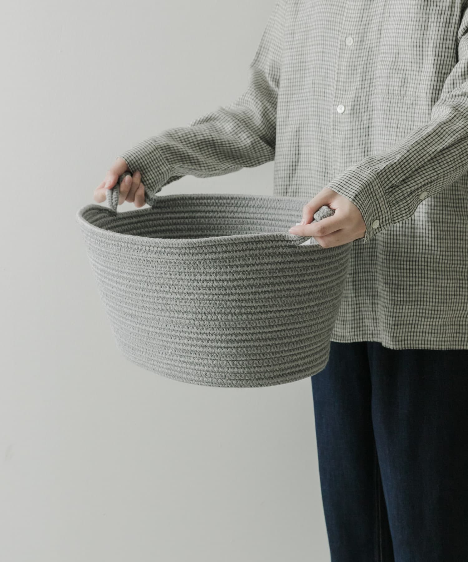 DOORS LIVING PRODUCTS　コットンロープバスケット L GRY×CHA L