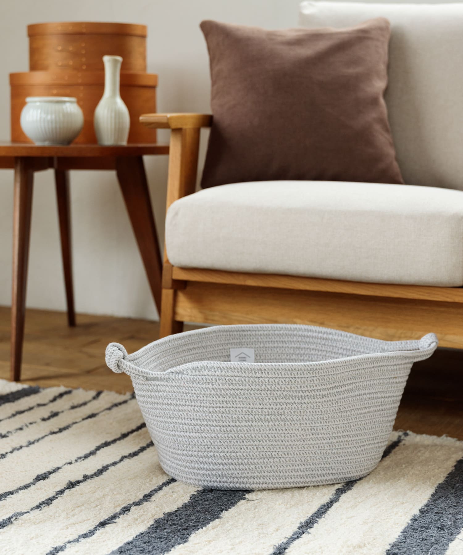 DOORS LIVING PRODUCTS　コットンロープバスケット L WHT×GRY L