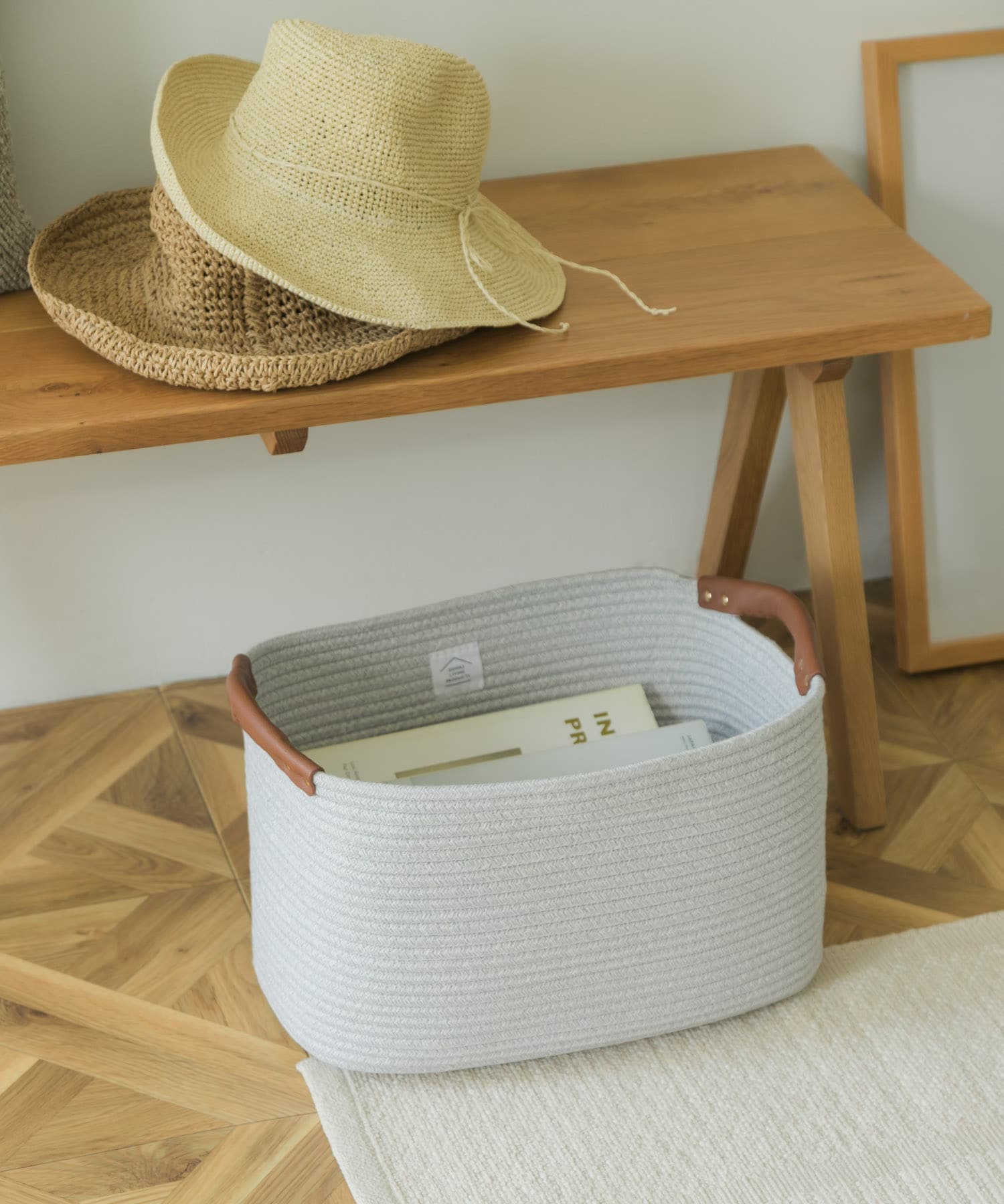 DOORS LIVING PRODUCTS　コットンロープハンドルバスケットL GRY×WHT L