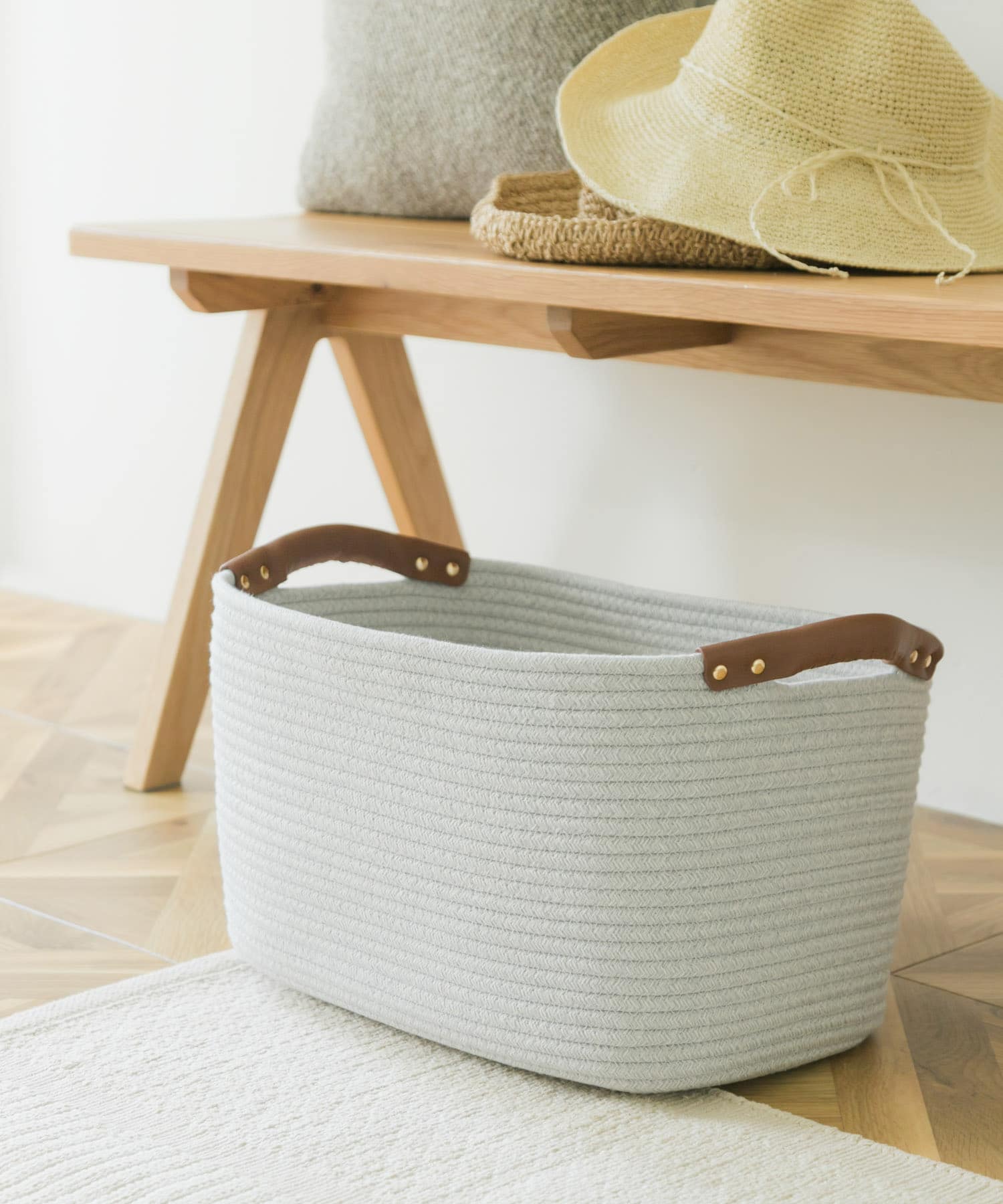 DOORS LIVING PRODUCTS　コットンロープハンドルバスケットL GRY×WHT L