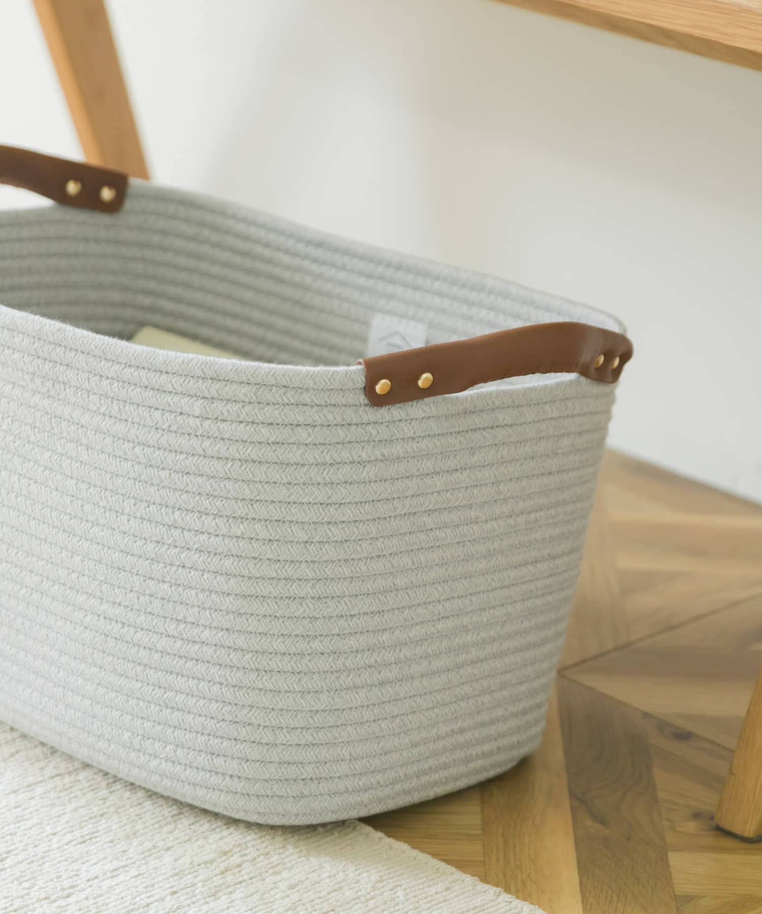 DOORS LIVING PRODUCTS　コットンロープハンドルバスケットL GRY×WHT L