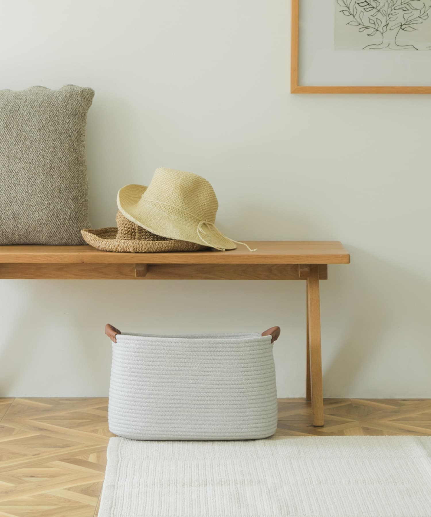 DOORS LIVING PRODUCTS　コットンロープハンドルバスケットL GRY×WHT L