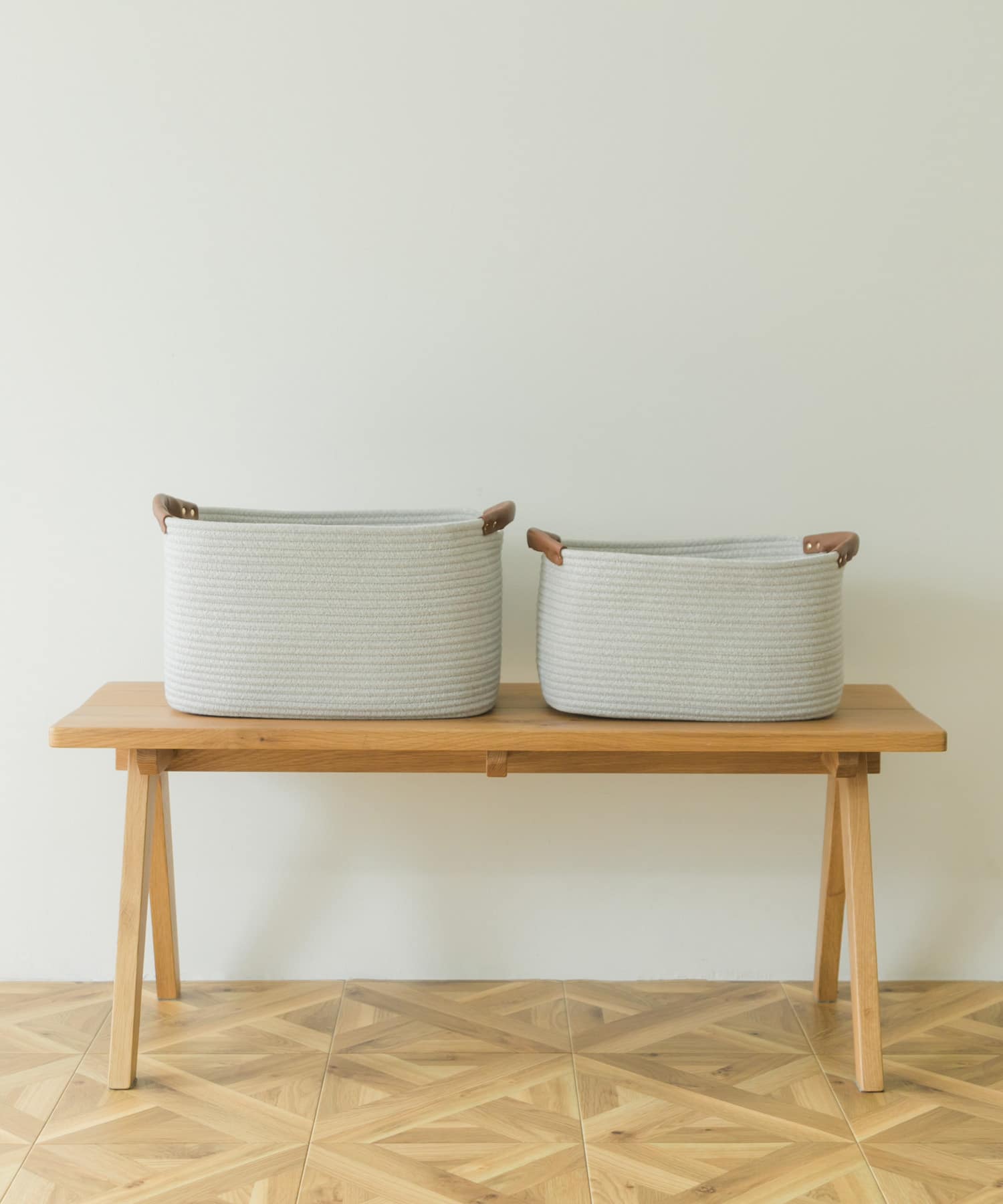 DOORS LIVING PRODUCTS　コットンロープハンドルバスケットL GRY×WHT L