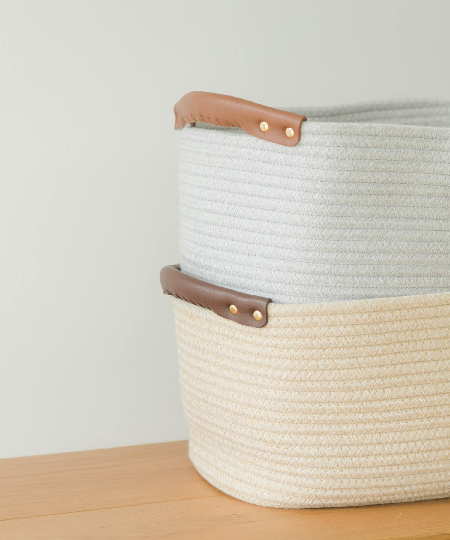 DOORS LIVING PRODUCTS　コットンロープハンドルバスケットL GRY×WHT L