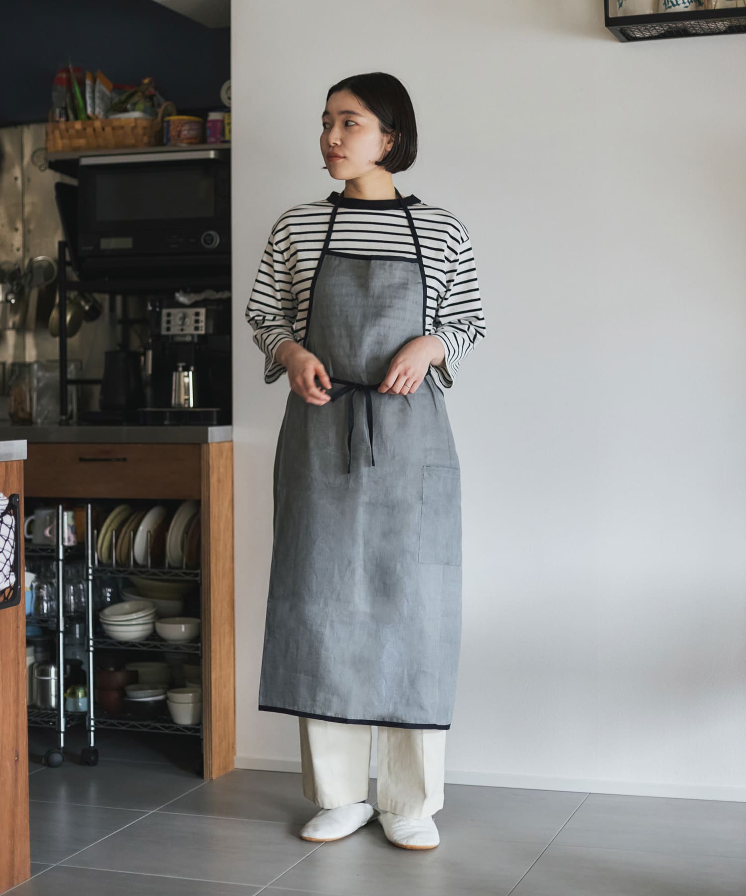 『別注』fog linen work×DOORS　リネンパイピングエプロン リケン -