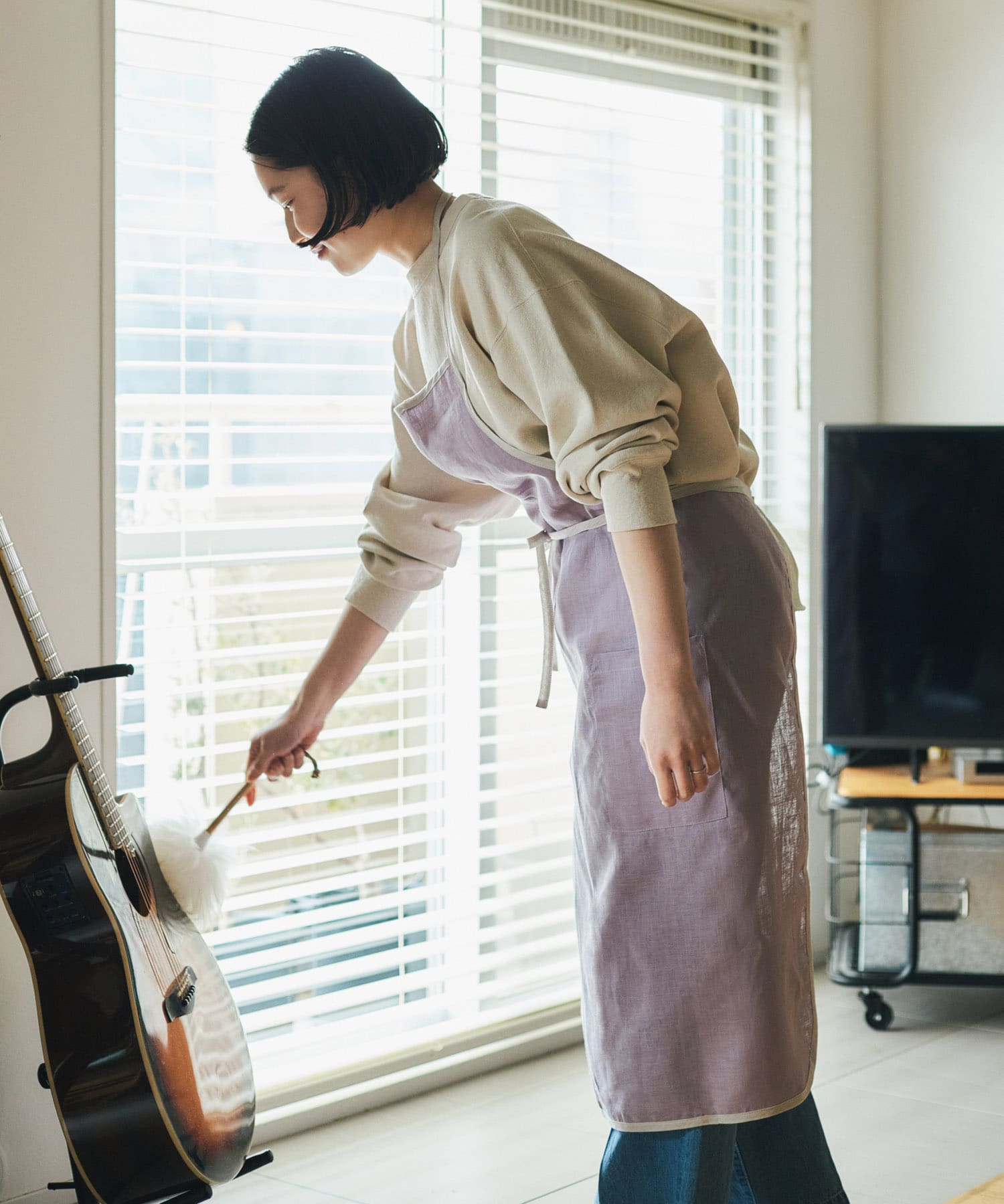 『別注』fog linen work×DOORS　リネンパイピングエプロン ラヴァント -