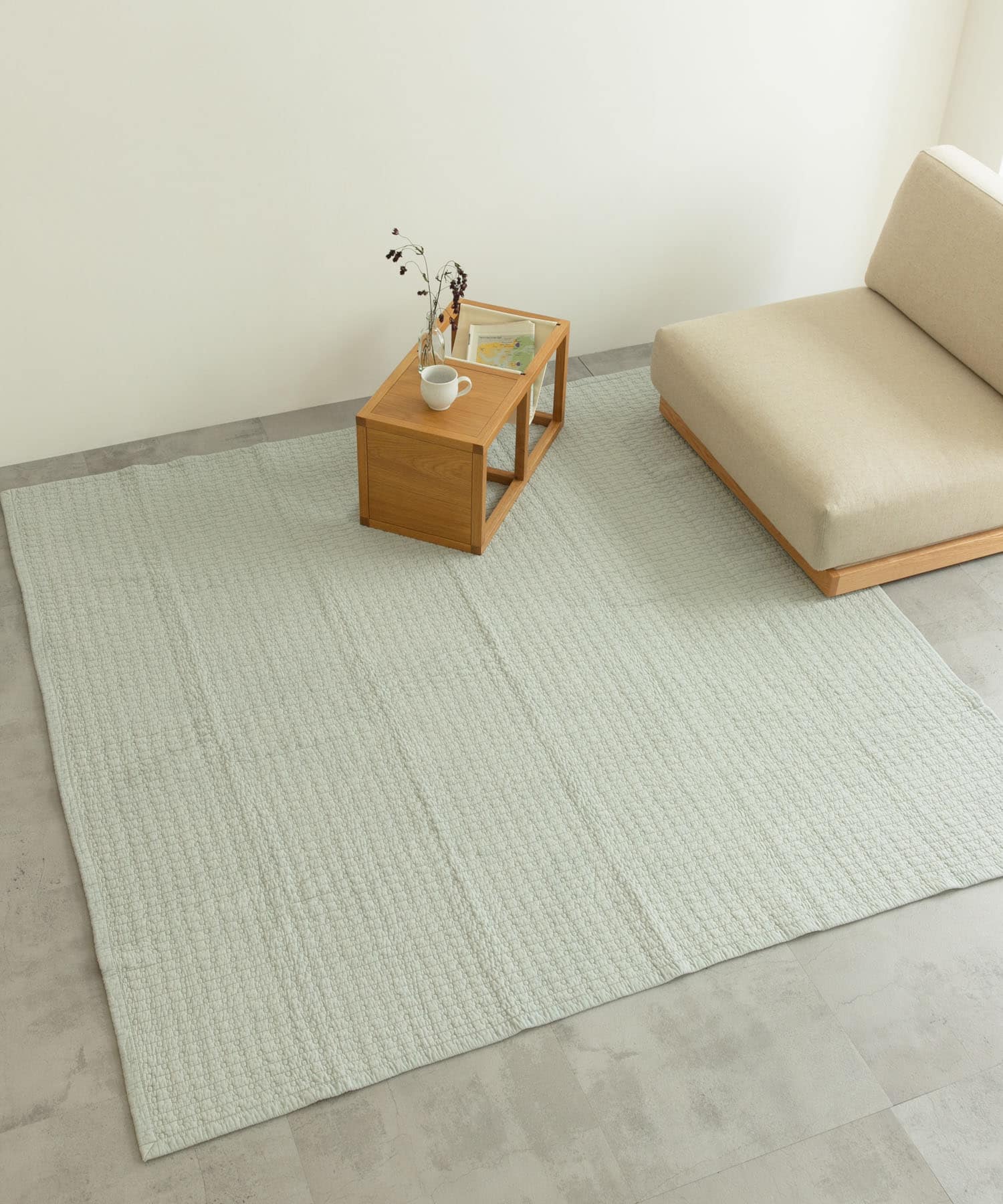 DOORS LIVING PRODUCTS　コットンマット ドット 190×190 ブルーグレー L