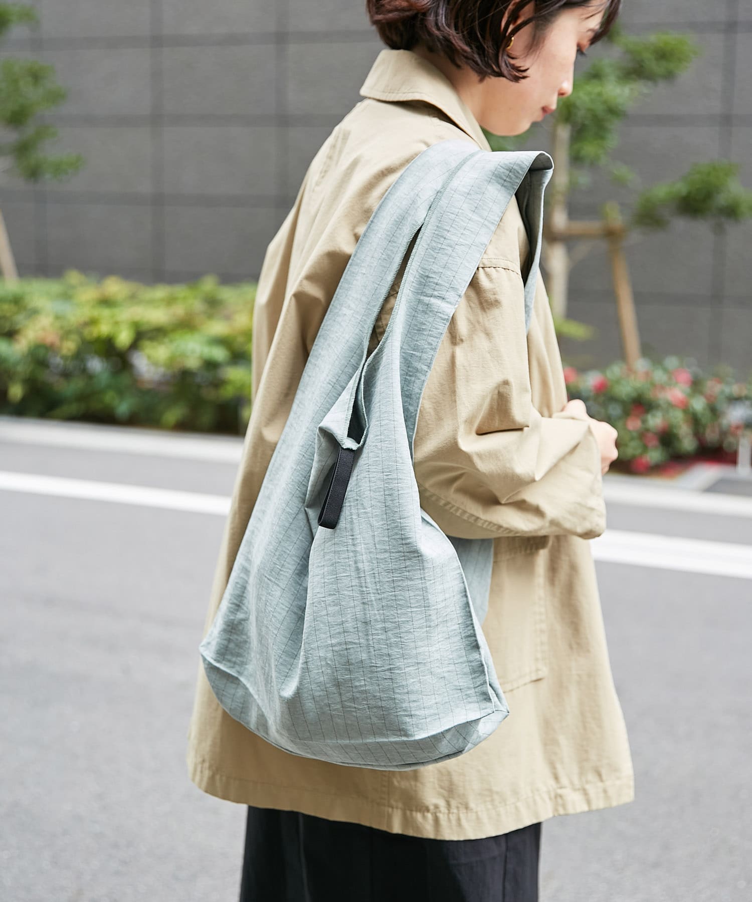 DOORS LIVING PRODUCTS　ショッパーバッグ ストライプ ミント -