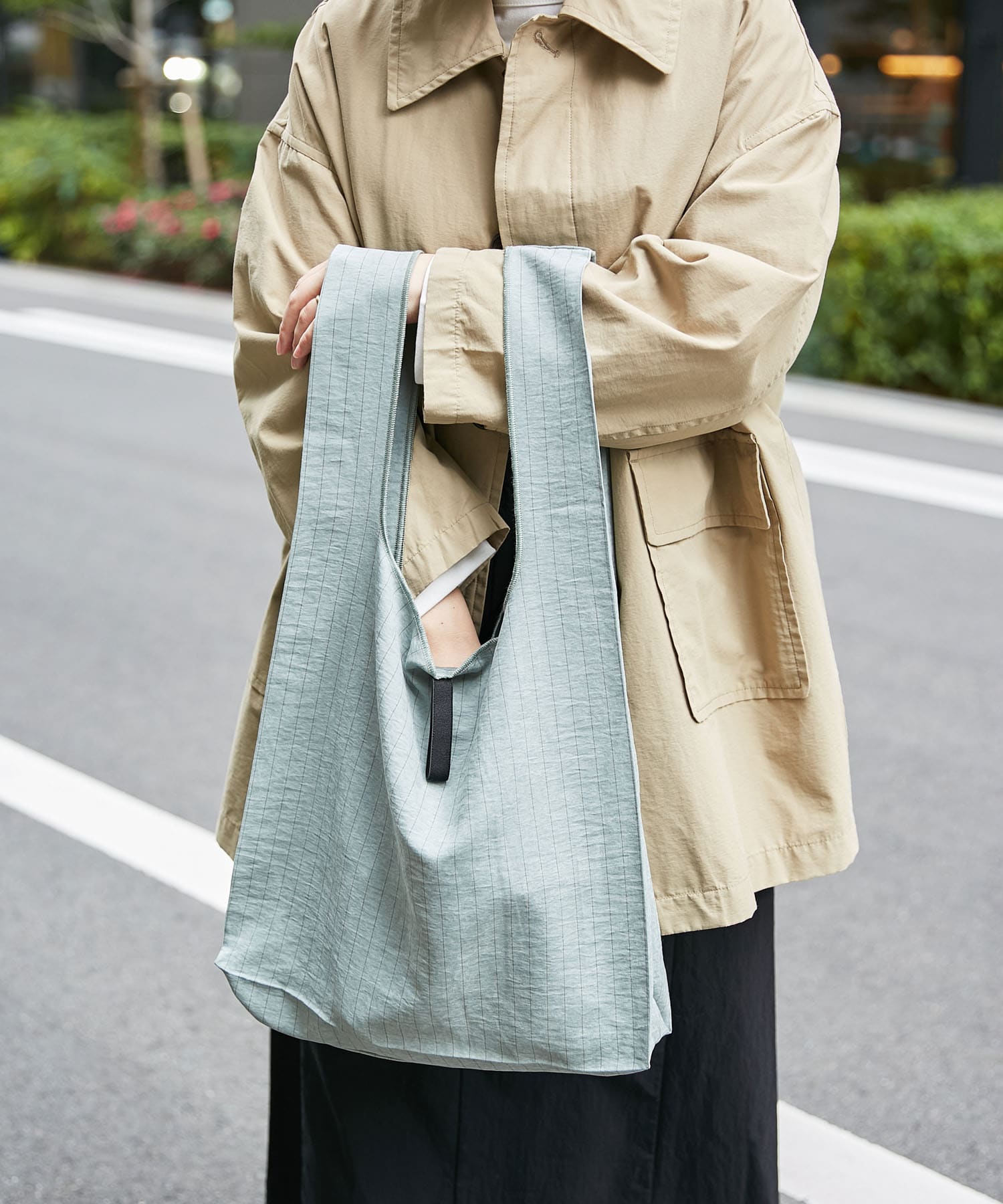 DOORS LIVING PRODUCTS　ショッパーバッグ ストライプ ミント -