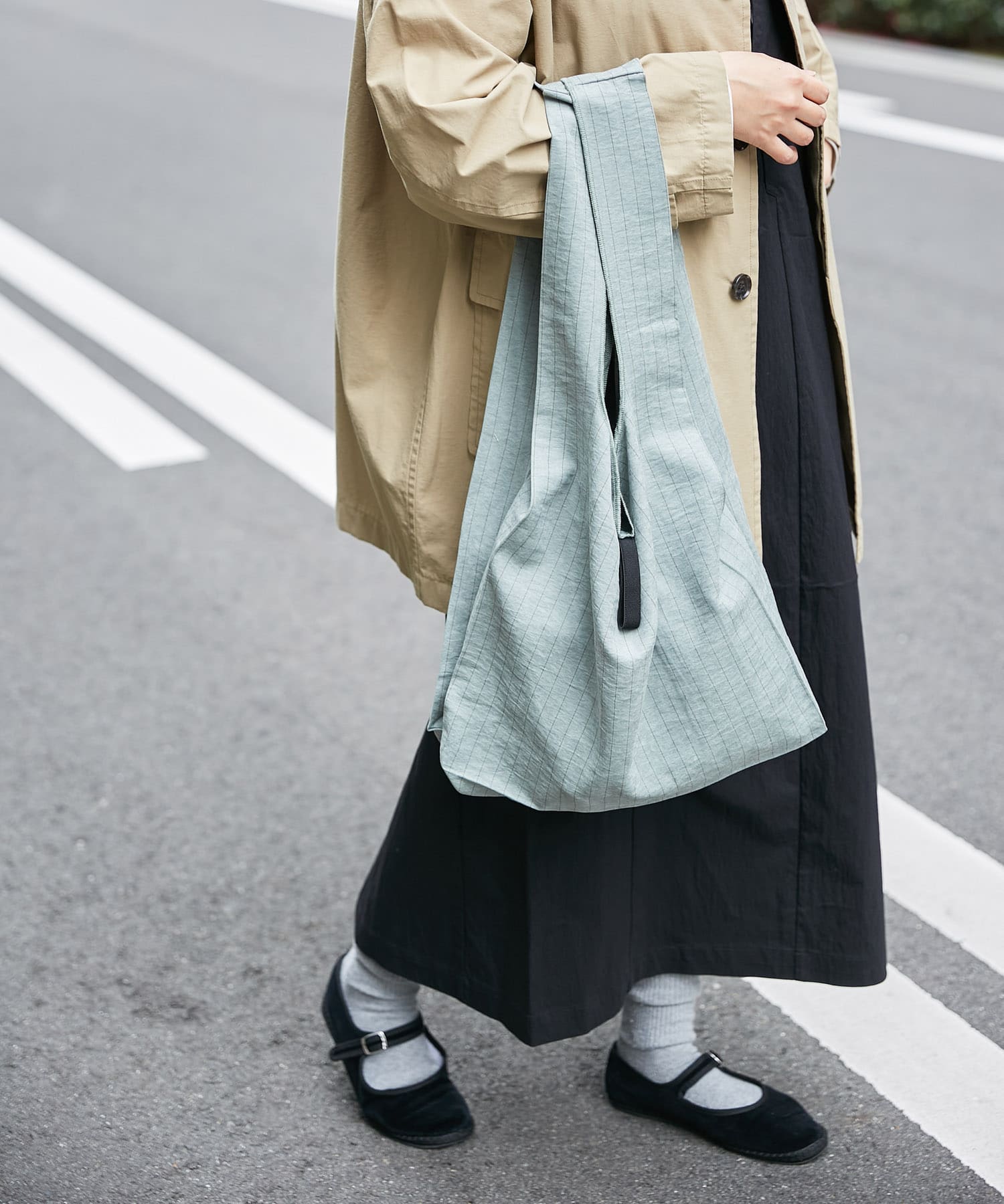 DOORS LIVING PRODUCTS　ショッパーバッグ ストライプ ミント -