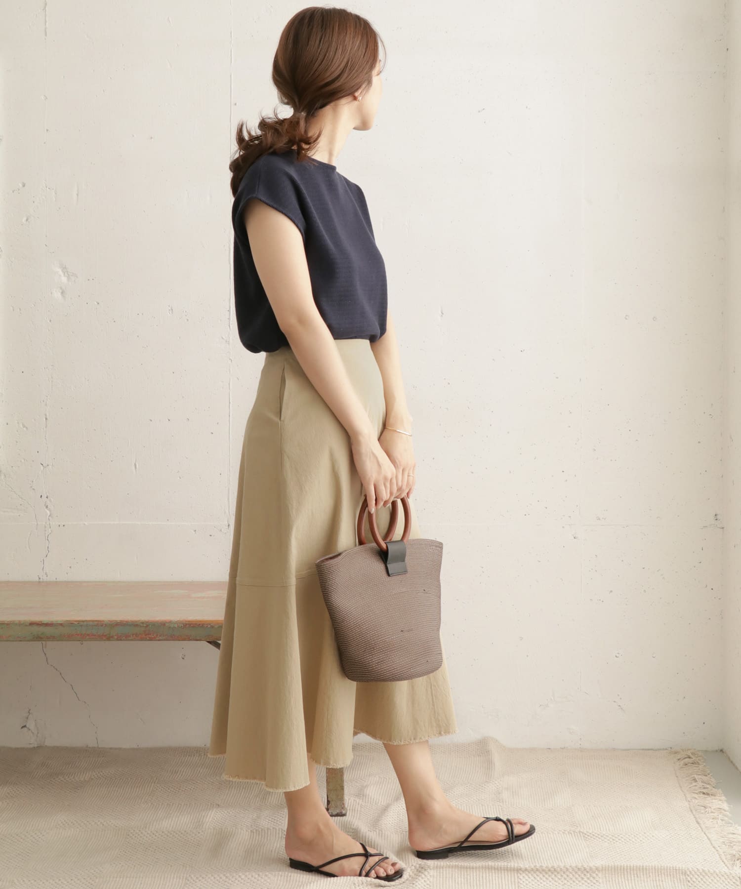 ヘムカットオフスカート BEIGE 36