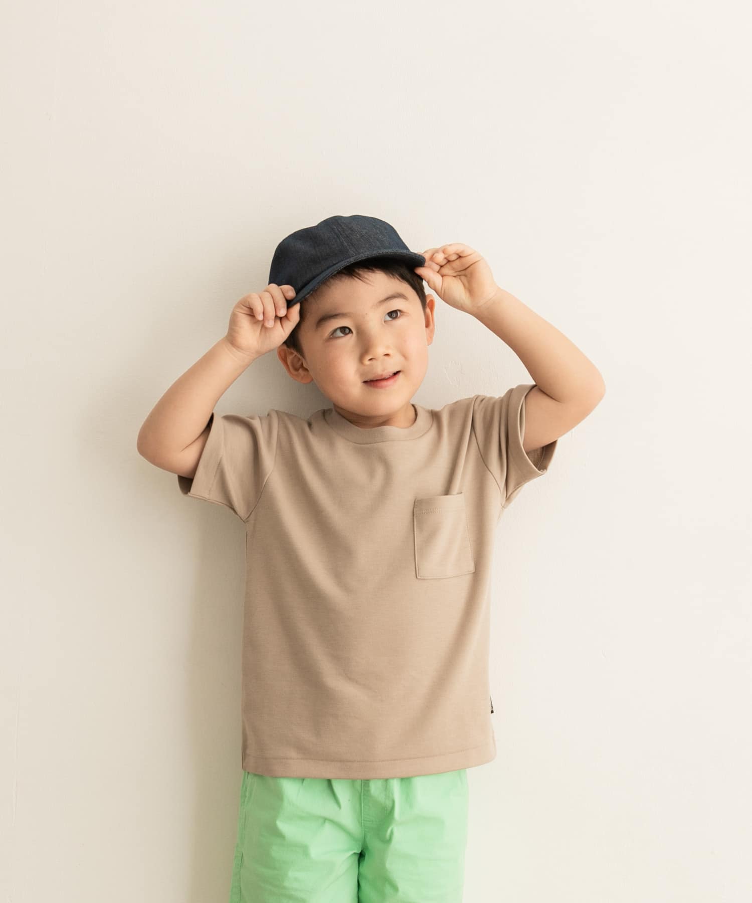 ポンチポケットTシャツ(KIDS) L.Brown 105