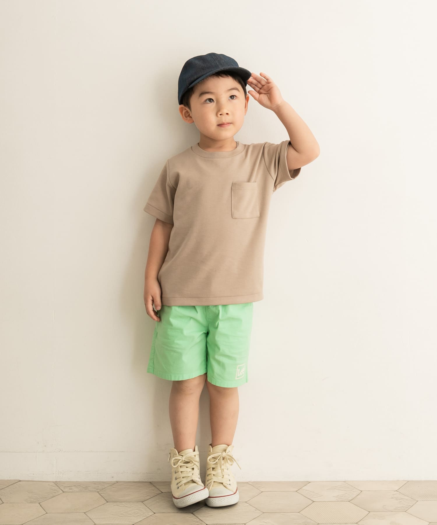 ポンチポケットTシャツ(KIDS) L.Brown 105