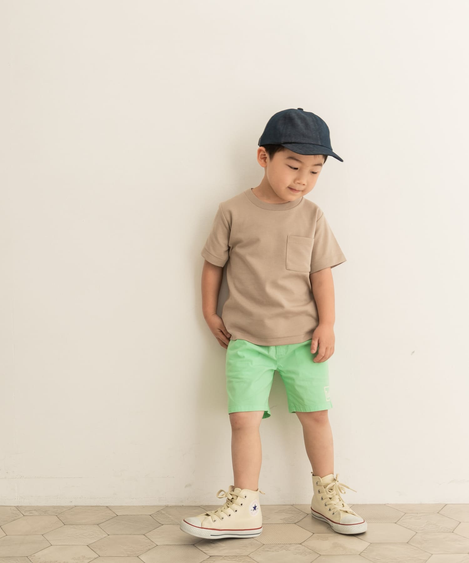ポンチポケットTシャツ(KIDS) L.Brown 105